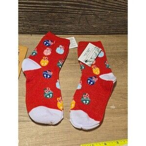Christmas Holiday Red & BLACK Socks KIDS 7-8.5